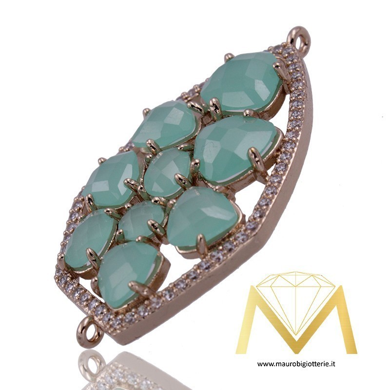 Polygon Beige Pendant with Cat's Eye and Rosegold lining