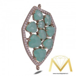 Polygon Beige Pendant with Cat's Eye and Rosegold lining