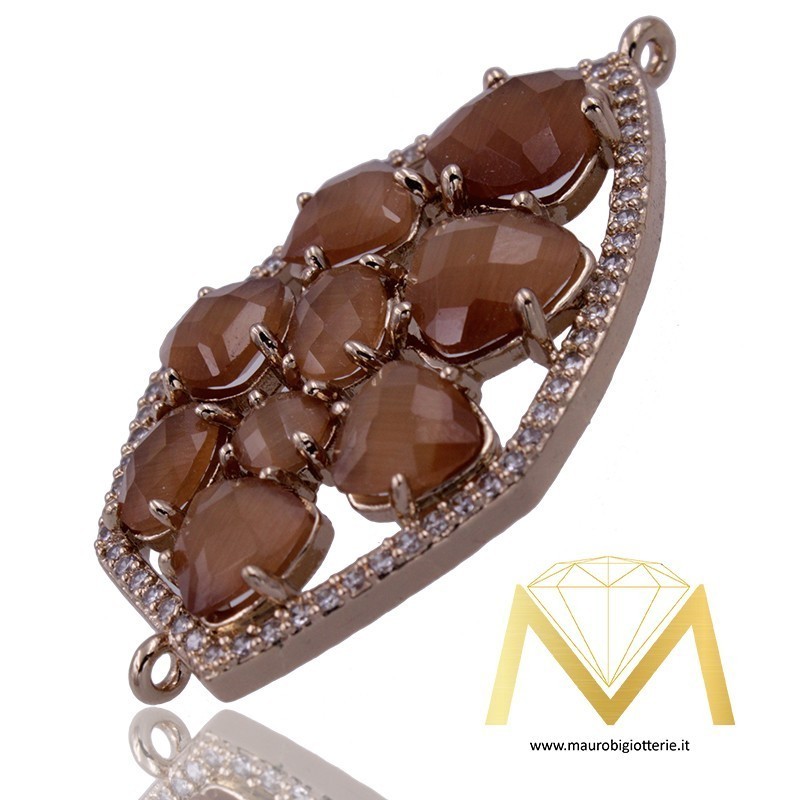 Polygon Brown Pendant with Cat's Eye and Rosegold lining