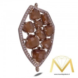 Polygon Brown Pendant with Cat's Eye and Rosegold lining