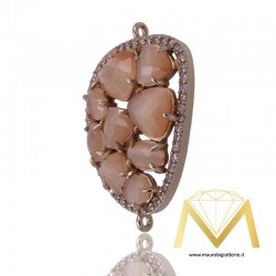 Bean Pendant Beige with Cat's Eye and Zircon