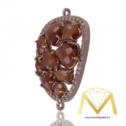 Bean Pendant Brown with Cat's Eye and Zircon