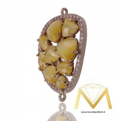 Bean Pendant Yellow with Cat's Eye and Zircon