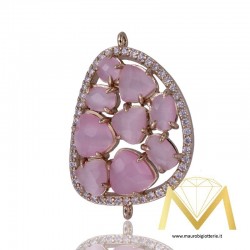 Bean Pendant Pink with Cat's Eye and Zircon