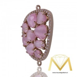 Bean Pendant Pink with Cat's Eye and Zircon