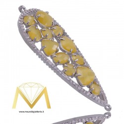 Droplet Pendant with Yellow Cat's Eye and Zircon in Silver