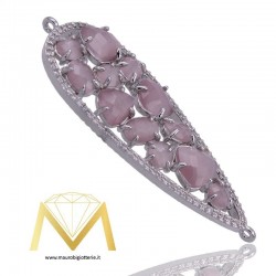 Droplet Pendant with Lilac Cat's Eye and Zircon in Silver