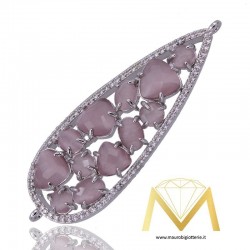 Droplet Pendant with Lilac Cat's Eye and Zircon in Silver