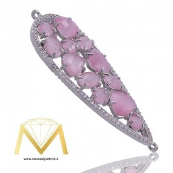 Droplet Pendant with Pink Cat's Eye and Zircon in Silver