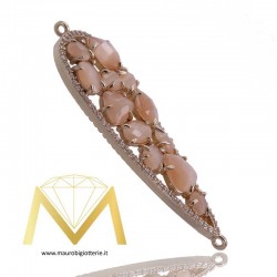 Droplet Pendant with Beige Cat's Eye and Zircon in Rosegold