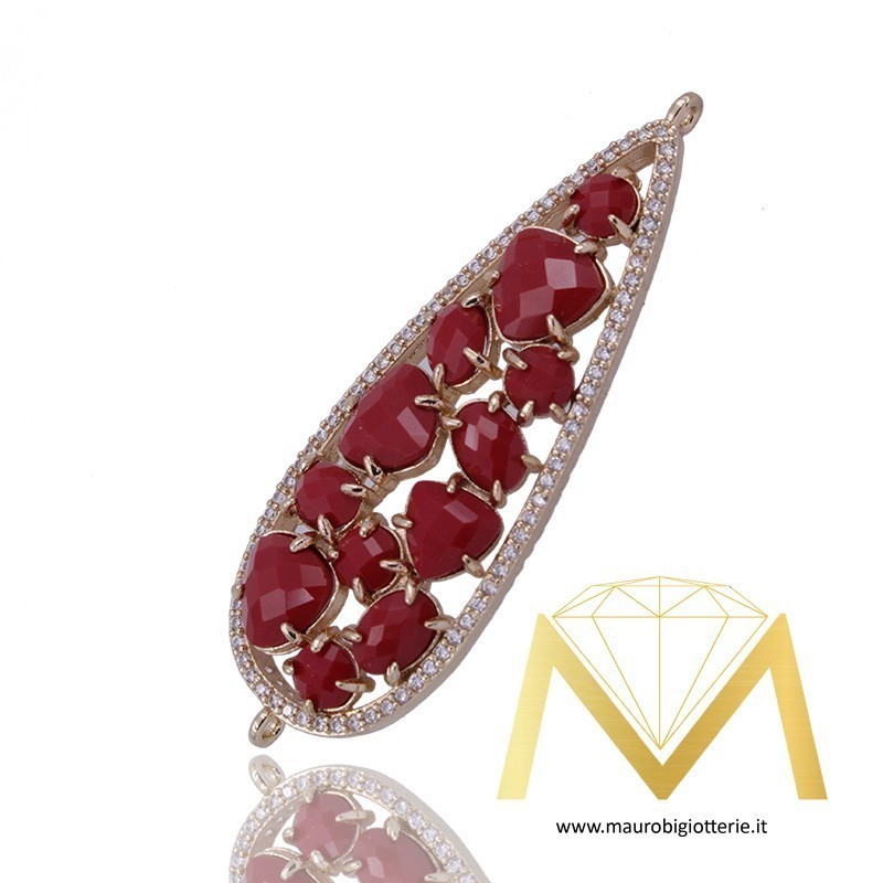 Ciondolo con Occhio di Gatto Bordo Bordato con Zircone Oro Rosa