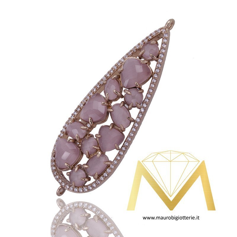 Droplet Pendant with Lilac Cat's Eye and Zircon in Rosegold