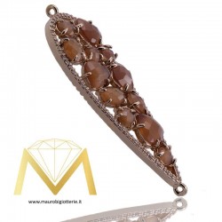 Droplet Pendant with Brown Cat's Eye and Zircon in Rosegold