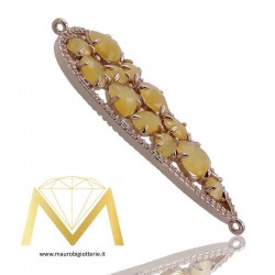 Droplet Pendant with Yellow Cat's Eye and Zircon in Rosegold