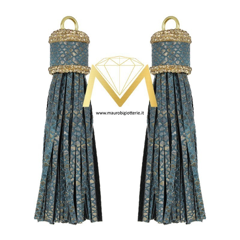 Tassel Petroleum Faux Leather with Gold Strass 90 mm