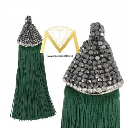 Green Tassel with Silver Marcasite 20x90 mm