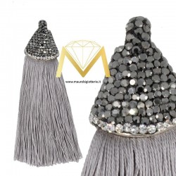Gray Tassel with Silver Marcasite 20x90 mm
