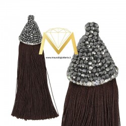 Brown Tassel with Silver Marcasite 20x90 mm