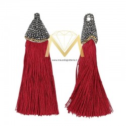 Red Tassel with Gold Marcasite 20x90 mm