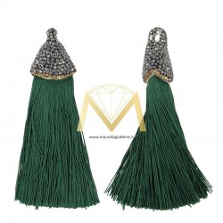 Green Tassel with Gold Marcasite 20x90 mm