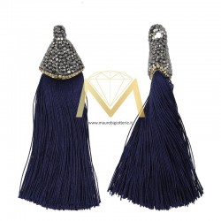 Blue Tassel with Gold Marcasite 20x90 mm
