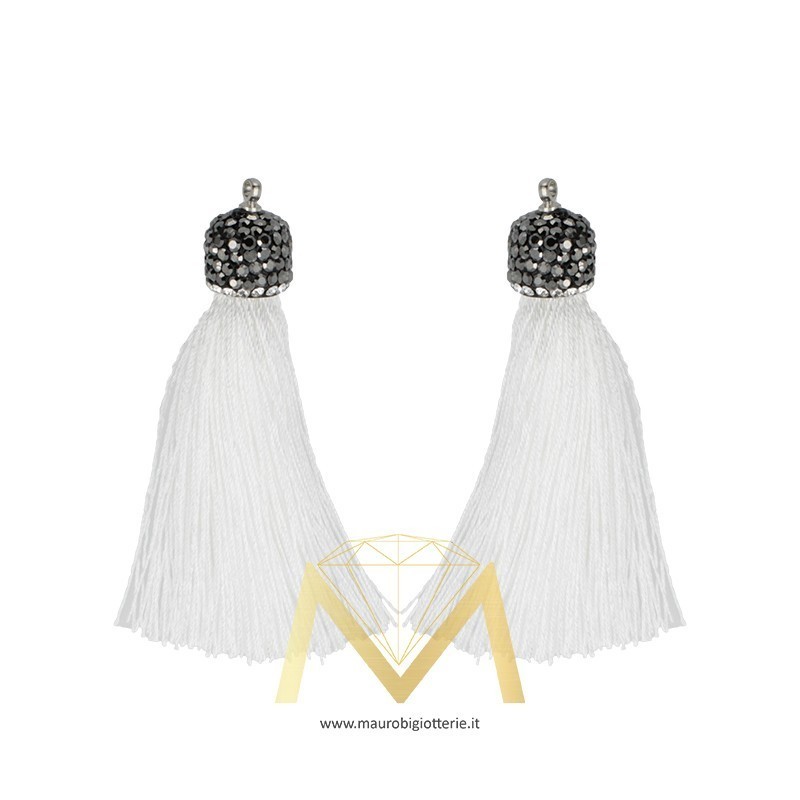 Nappine Bianco in Cotone con Marcasite 60mm