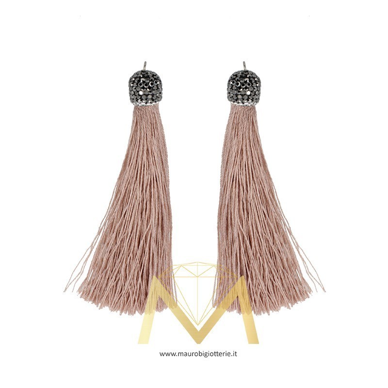 Antique Pink Tassel with Marcasite 60mm