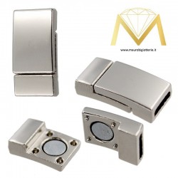 Flat Magentic Clips Rhodium 2x9mm