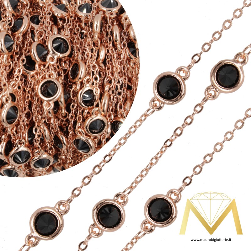 Catena in Ottone Rame Zircone Nero 5.7mm