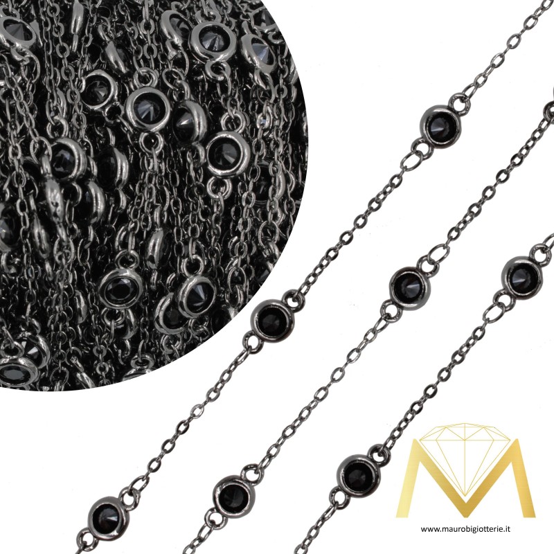 Catena in Ottone Canna Fucile Zircone Nero 5.7mm