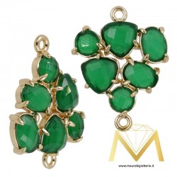 Ciondolo Triangolo con Occhio di Gatto Colore Verde Oliva