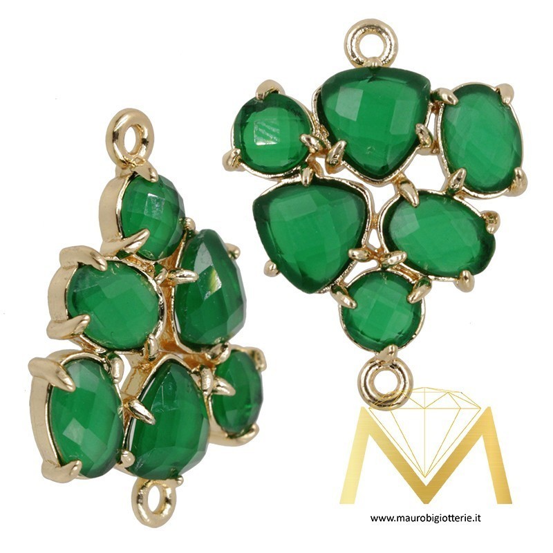 Ciondolo Triangolo con Occhio di Gatto Colore Verde Oliva