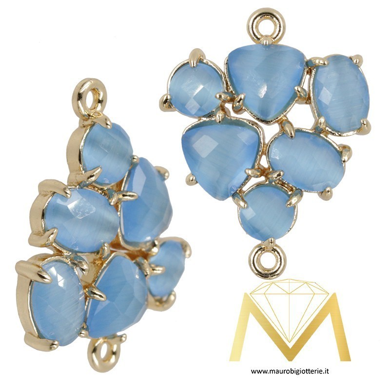 Ciondolo Triangolo con Occhio di Gatto Colore Azzuro