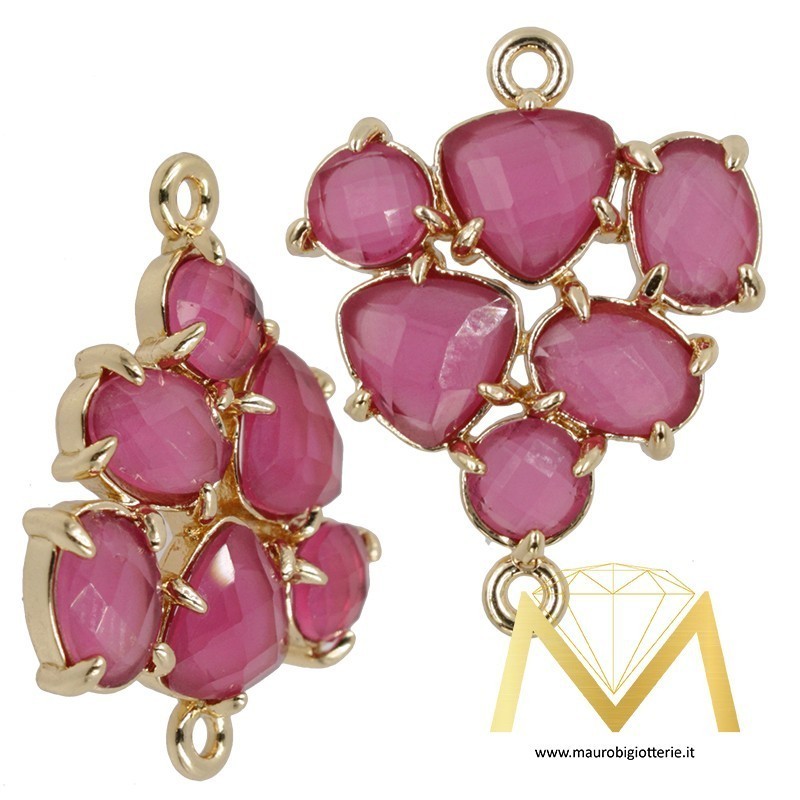 Triangle Pendant with Cat's Eye color Fuschia