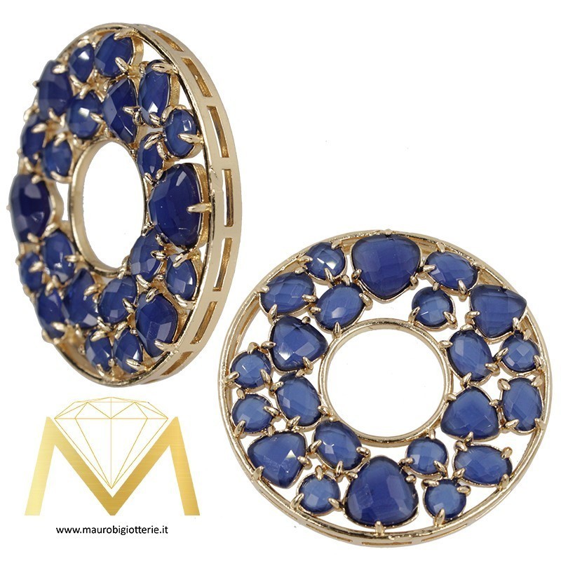 Round Pendant with Cat's Eye color Blue