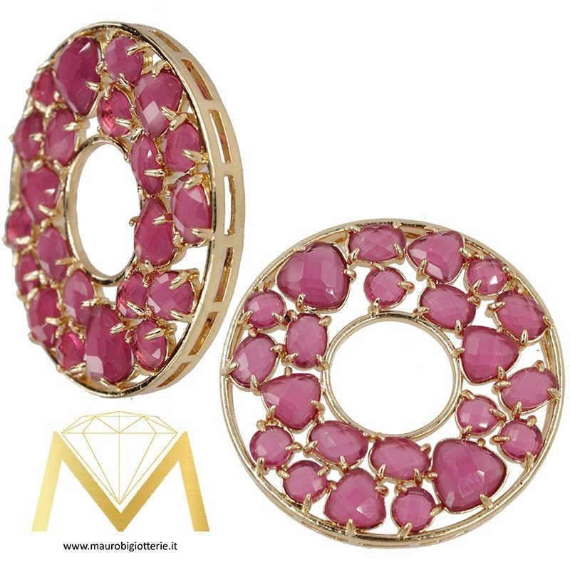 Round Pendant with Cat's Eye color Fuscia