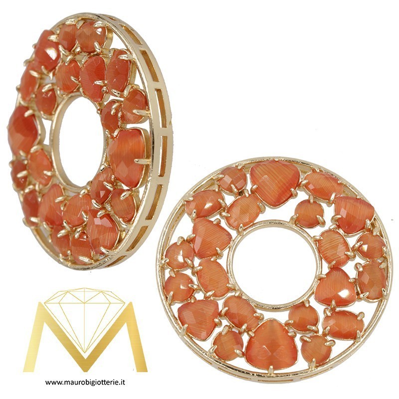 Round Pendant with Cat's Eye color Orange