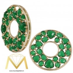 Ciondolo Rotondo con Occhio di Gatto Colore Verde Oliva