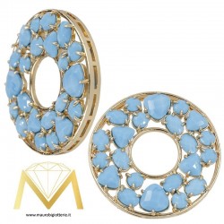 Round Pendant with Cat's Eye color Turquoise Paste