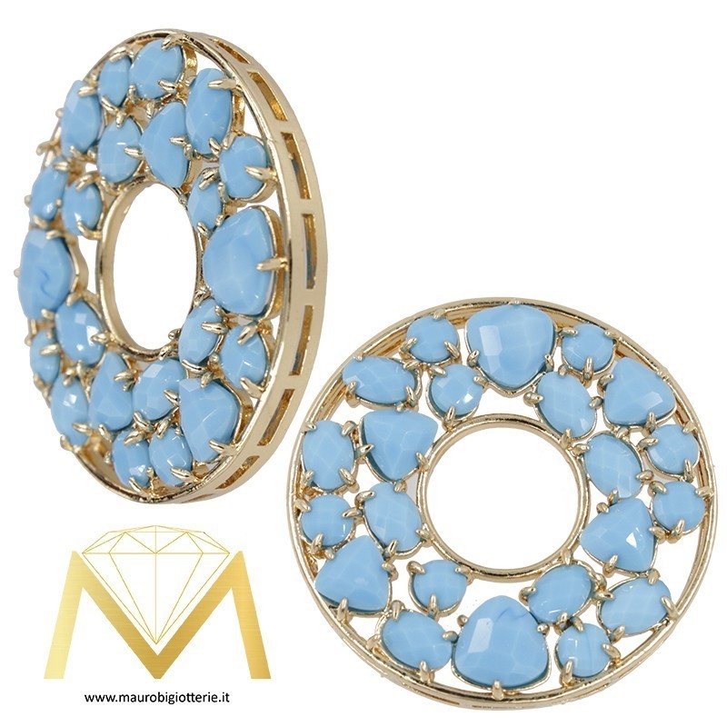 Round Pendant with Cat's Eye color Turquoise Paste