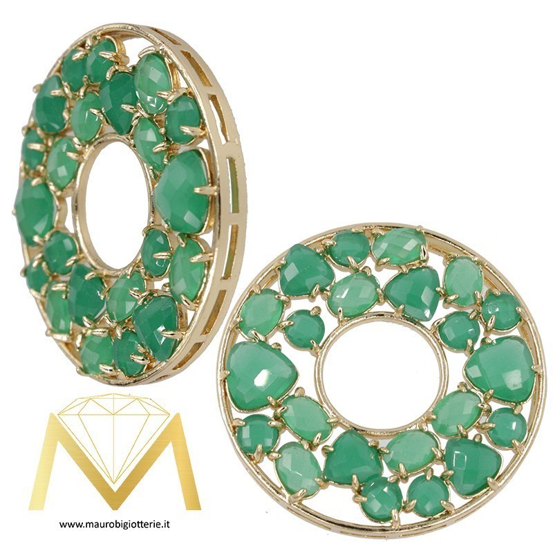 Ciondolo Rotondo con Occhio di Gatto Colore Verde