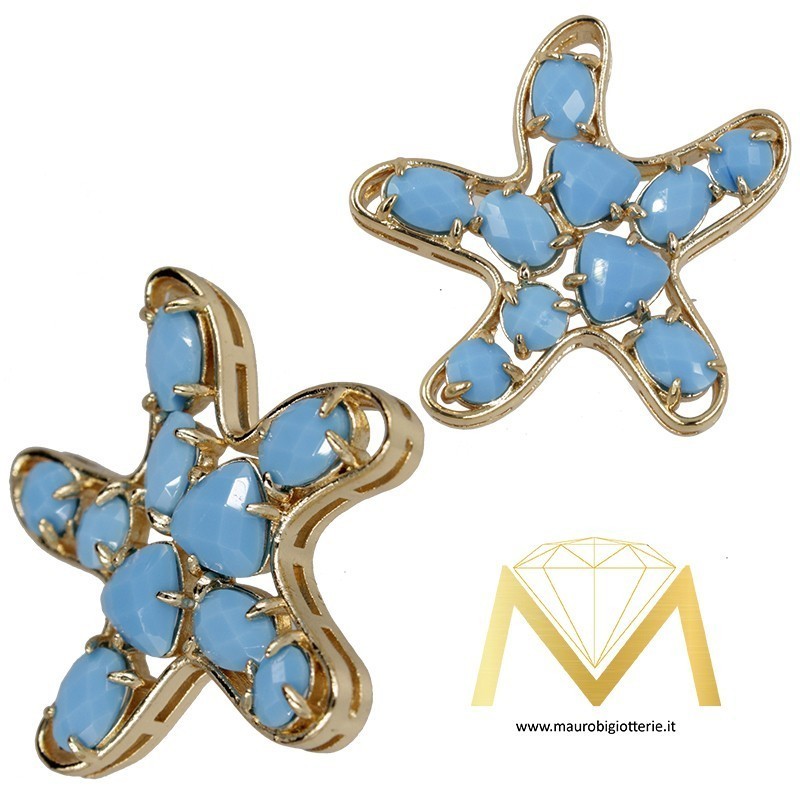 Star Pendant with Cat's Eye color Turquoise Paste