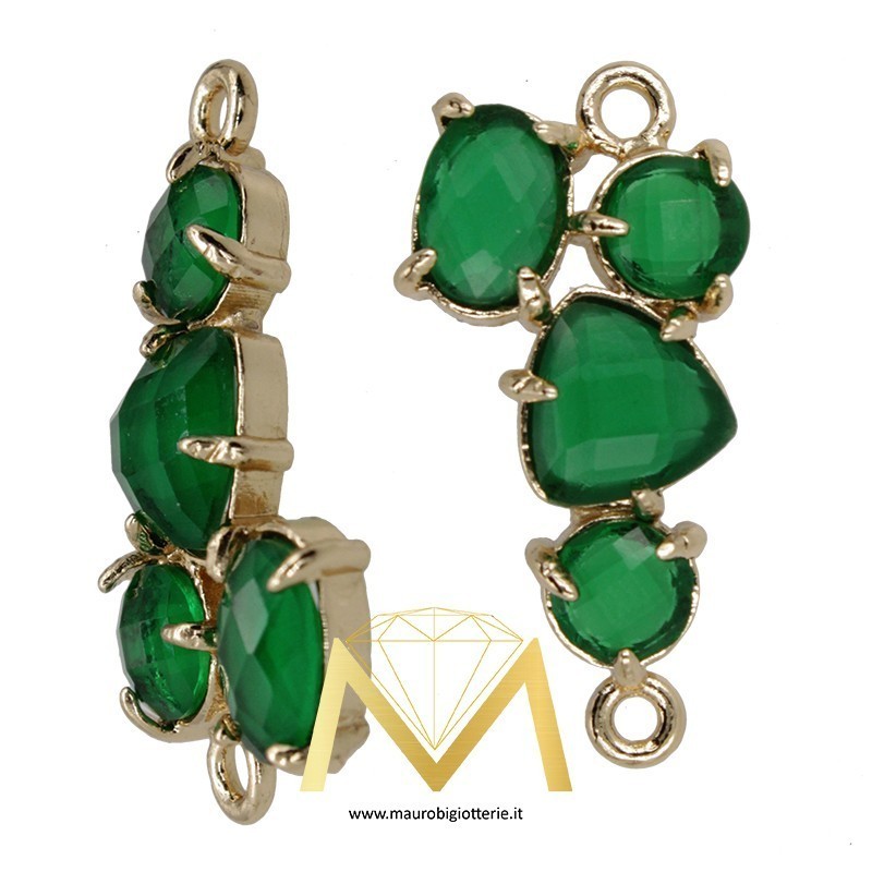 Ciondolo Asimmetrcio con Occhio di Gatto Colore Verde Oliva