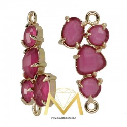 Asymmetrical Pendant with Cat's Eye color Fuschia