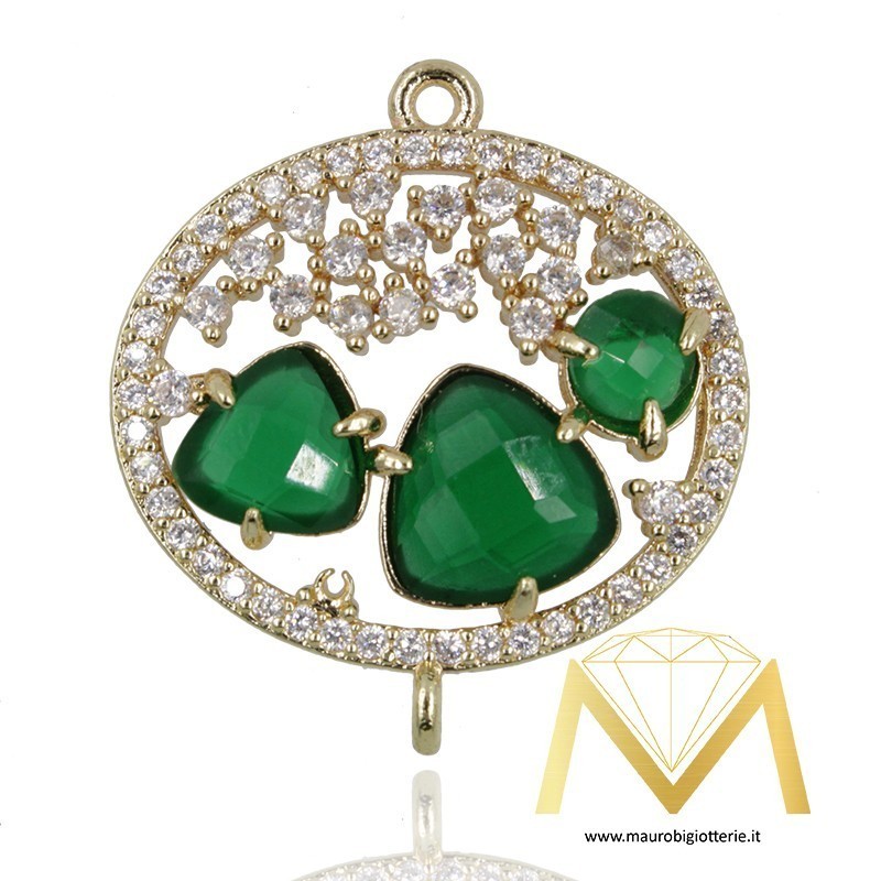 Oval Pendant with Cat's Eye color Olive Green