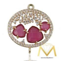 Oval Pendant with Cat's Eye color Fuscia