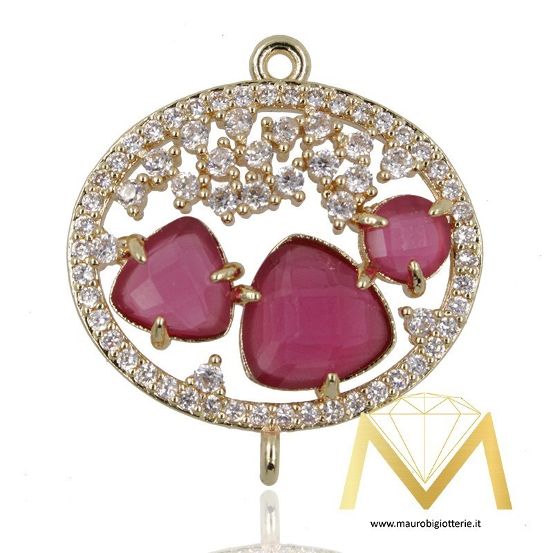 Oval Pendant with Cat's Eye color Fuscia