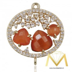 Oval Pendant with Cat's Eye color Orange