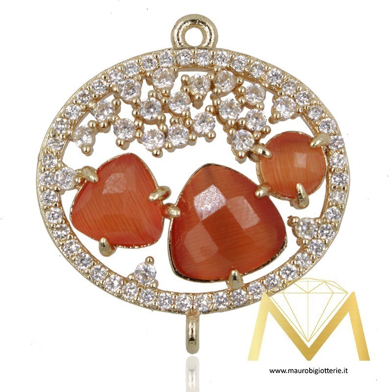 Oval Pendant with Cat's Eye color Orange
