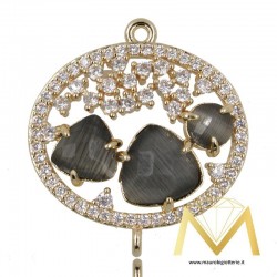 Oval Pendant with Cat's Eye color Gray